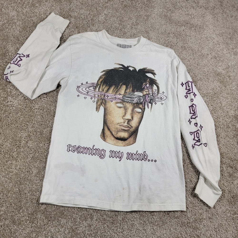 Juice WRLD Roaming My Mind 999 White Long Sleeve Graphic T Shirt Men's Small